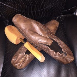 ROBEKLO GUERRINI SLIP-ON EMBOSSED MEN'S BROWN SOFT LEATHER SHOES S 11"